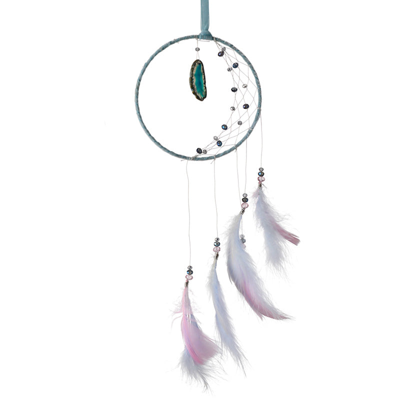 Dreamcatcher with Agate Charm - White Sickle Crescent Moon