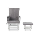 Deluxe Nursing Glider Chair & Footstool Set – Grey | 7-Position Recliner with Armrest Pockets