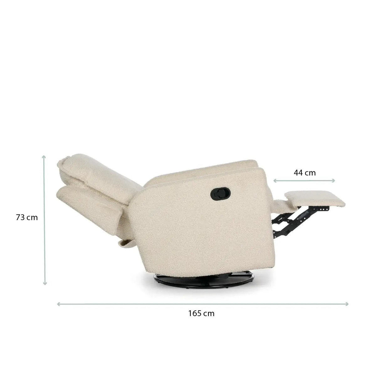 Nursery Glider Recliner Chair Bouclé – 360° Swivel | Reclining Nursing Chair for Breastfeeding