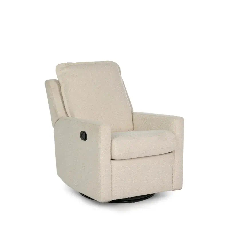 Nursery Glider Recliner Chair Bouclé – 360° Swivel | Reclining Nursing Chair for Breastfeeding