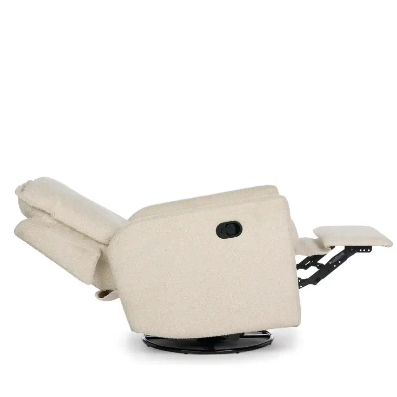 Nursery Glider Recliner Chair Bouclé – 360° Swivel | Reclining Nursing Chair for Breastfeeding