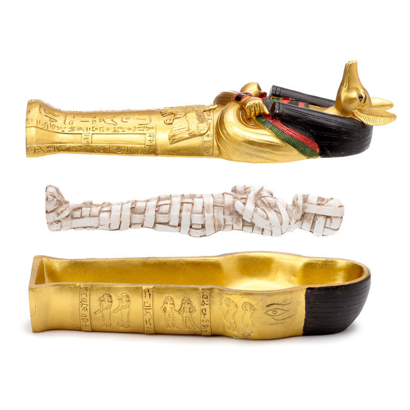 Decorative Gold Egyptian Anubis Sarcophagus Trinket Box