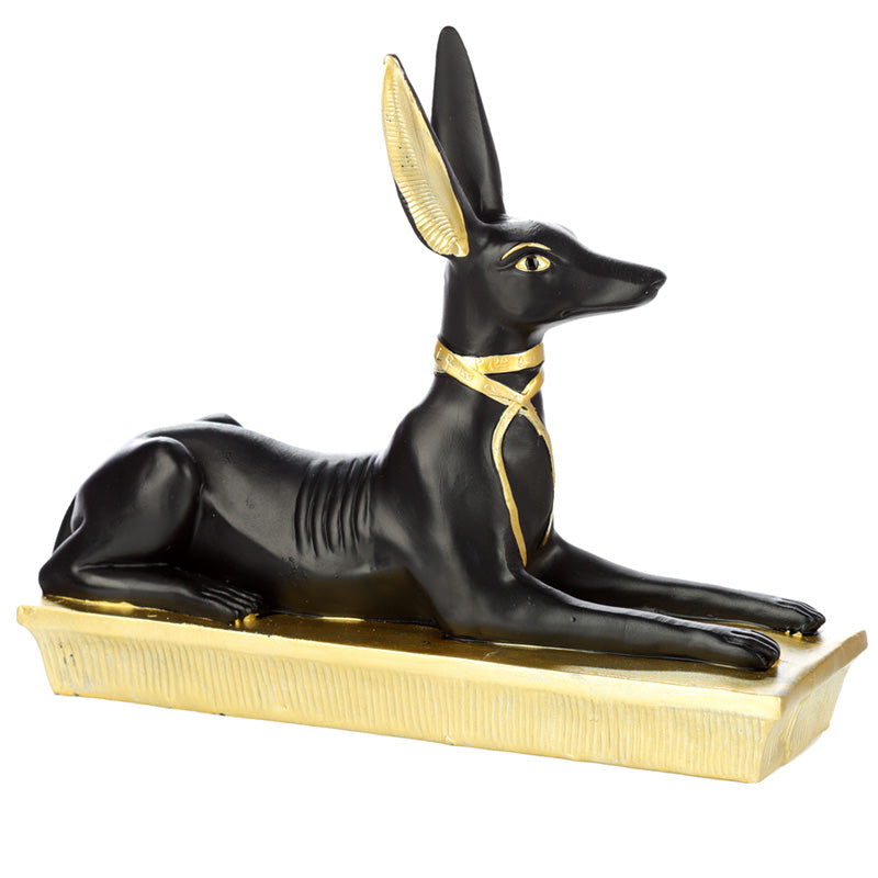 Decorative Gold and Black Egyptian Anubis Jackal Figurine