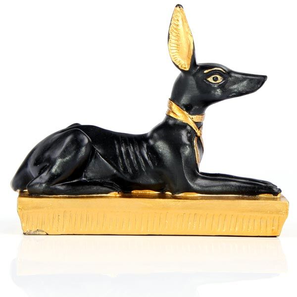 Gold and Black Egyptian Anubis Jackal Figurine