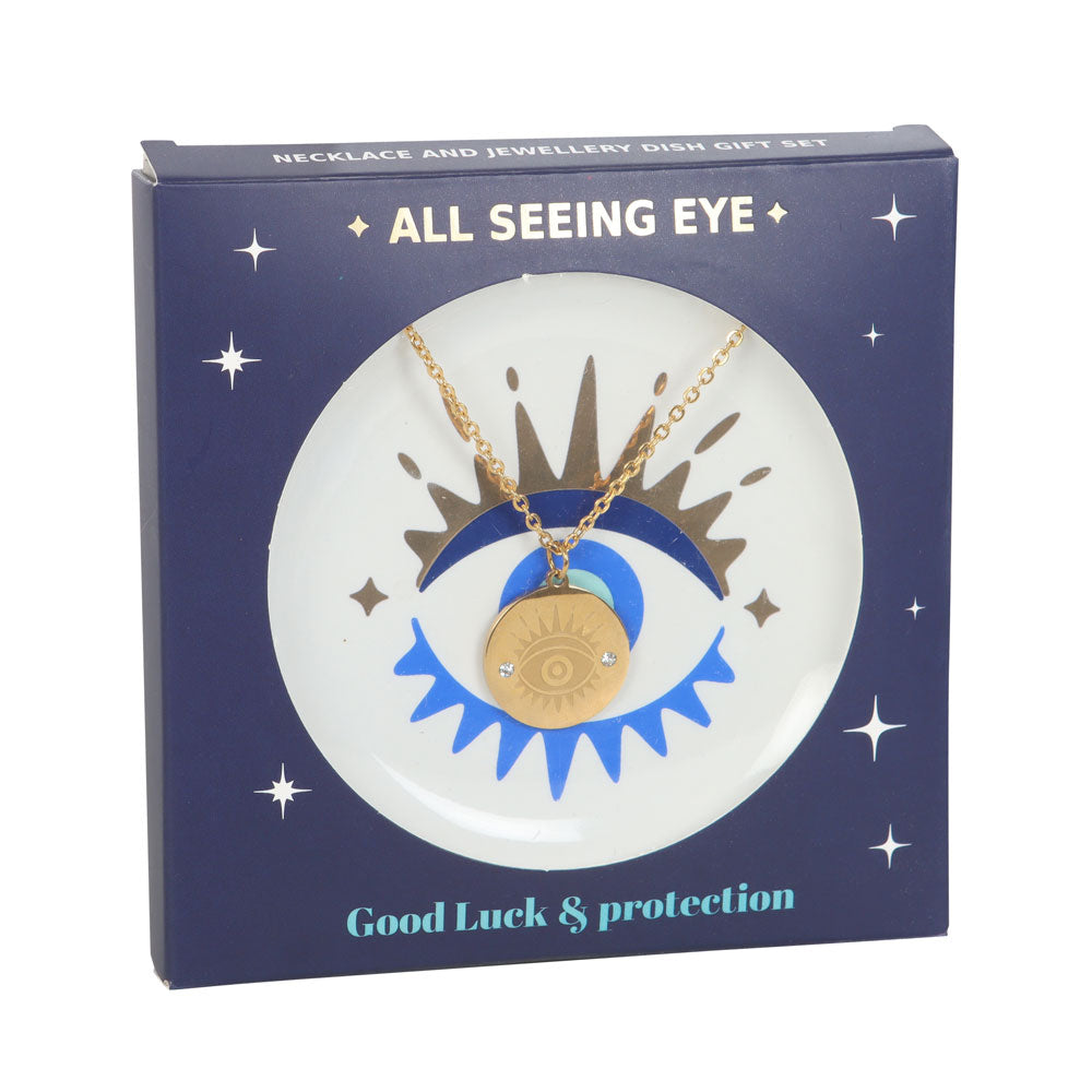 All Seeing Eye Necklace &amp; Dish Gift Set