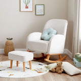 Freya Nursing Chair & Footstool | Ergonomic Curved Back Nursery Chair with Foam Cushions Cream