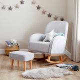 Freya Nursing Chair & Footstool | Ergonomic Curved Back Nursery Chair with Foam Cushions Grey