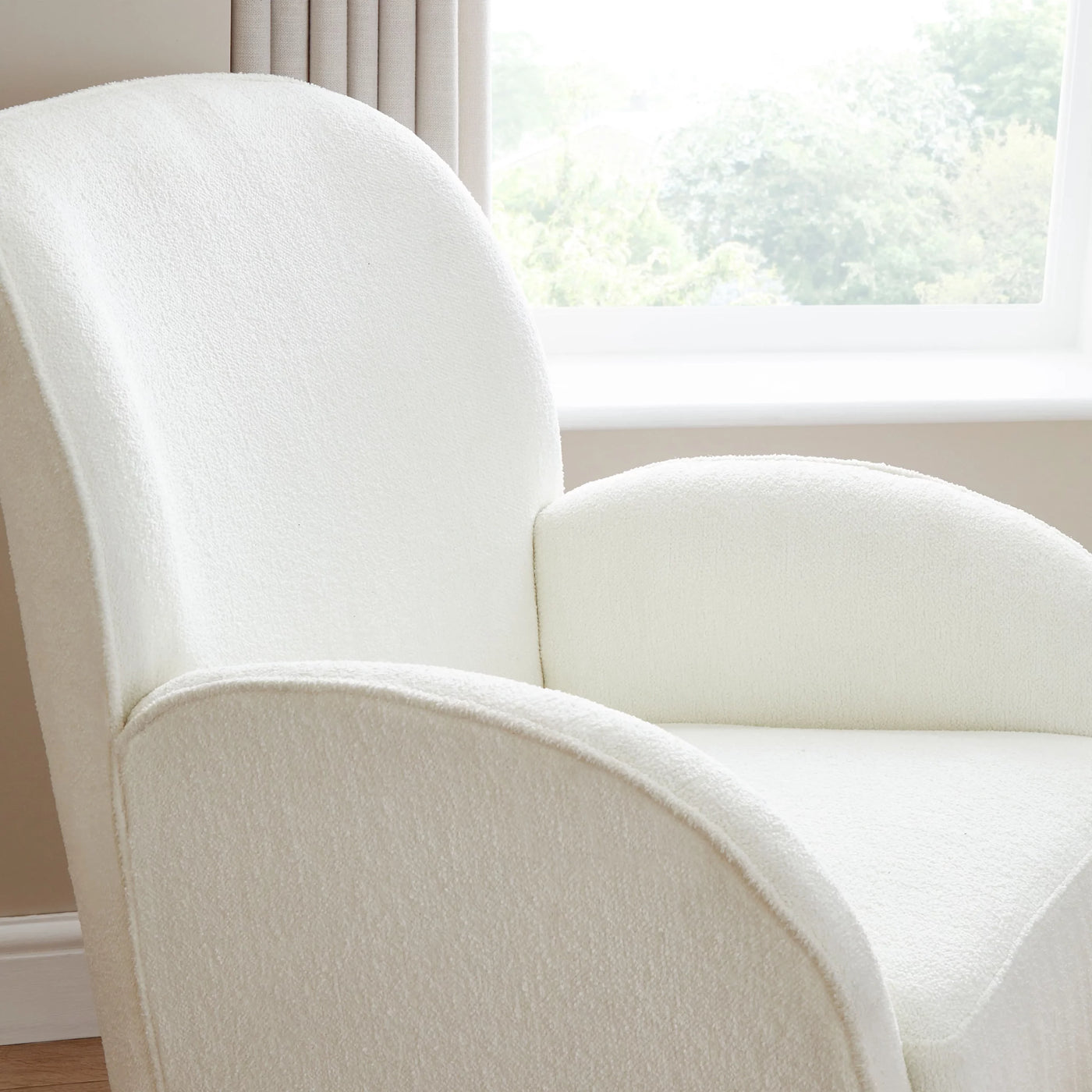 Ida Nursing Chair & Footstool | Fabric Upholstery with Side Storage Pockets & Beech Wood Frame