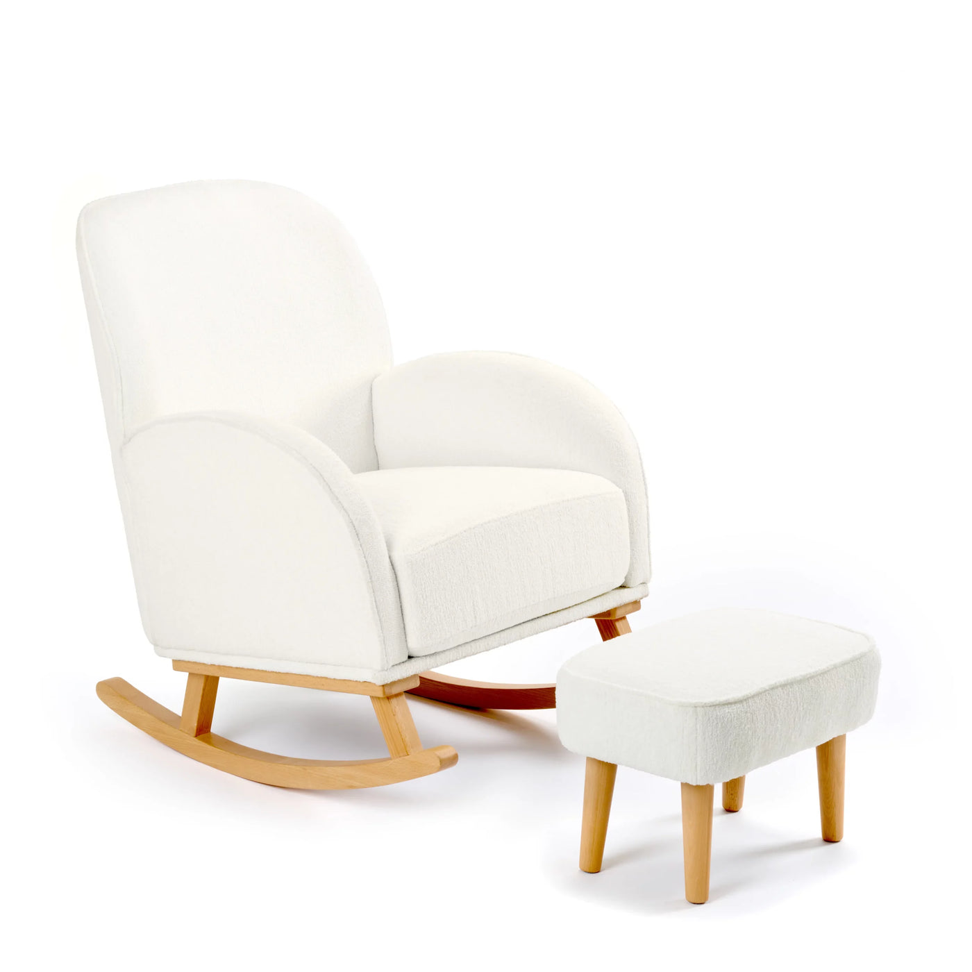 Ida Nursing Chair & Footstool | Fabric Upholstery with Side Storage Pockets & Beech Wood Frame