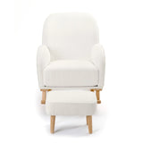 Ida Nursing Chair & Footstool | Fabric Upholstery with Side Storage Pockets & Beech Wood Frame