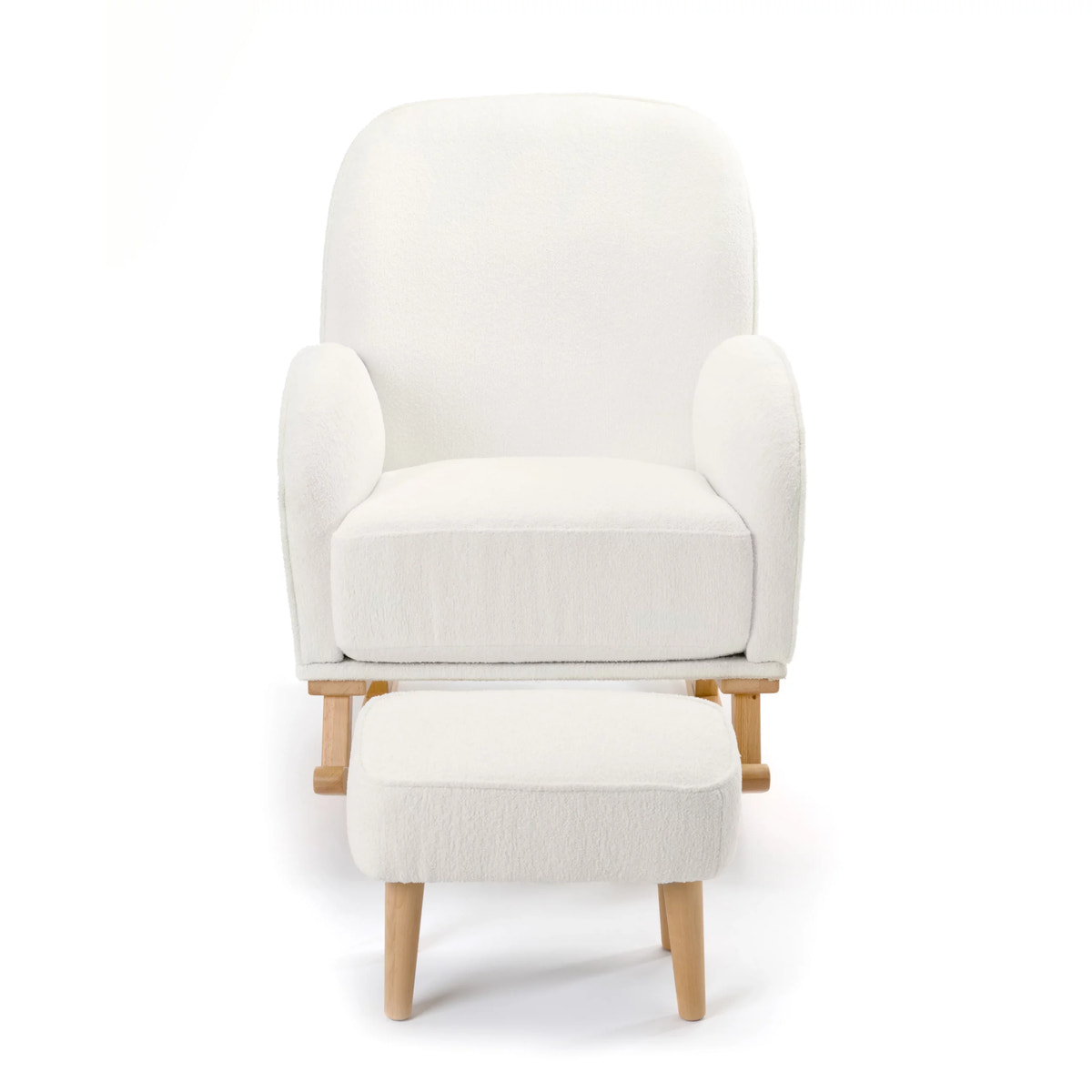 Ida Nursing Chair & Footstool | Fabric Upholstery with Side Storage Pockets & Beech Wood Frame
