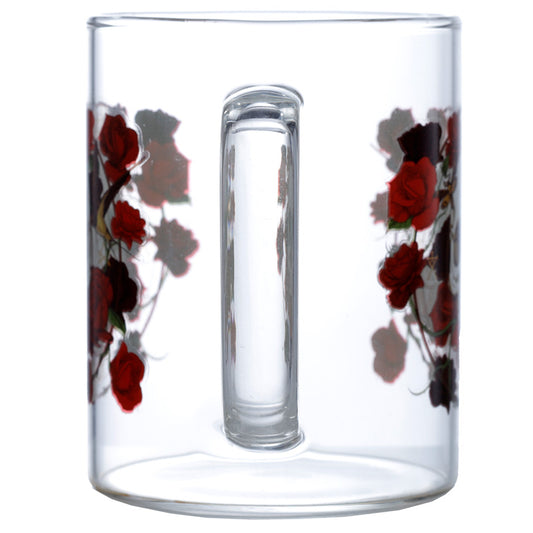 Glass Mug - Skulls & Roses