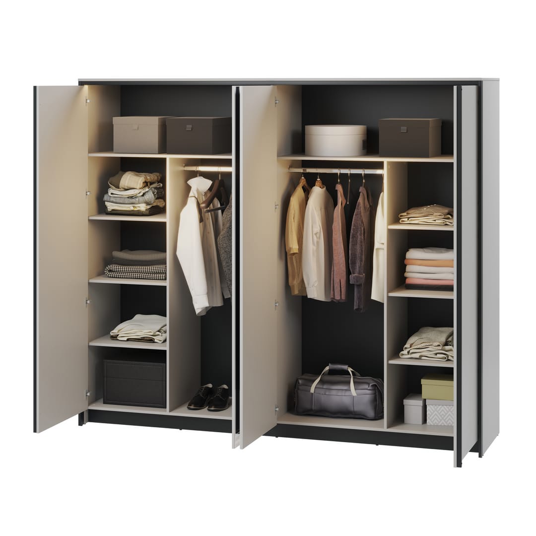 Gris Hinged Door Wardrobe 250cm - Grey