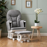 Nursing Glider Chair & Footstool Set – Grey | 7-Position Reclining Glider Chair for Nursery