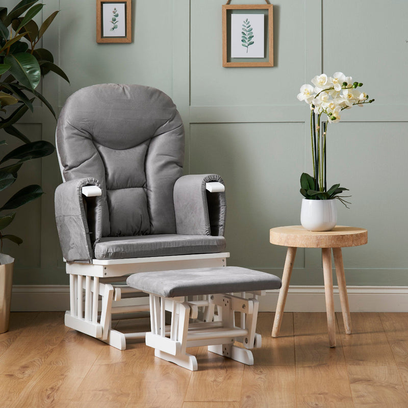 Nursing Glider Chair & Footstool Set – Grey