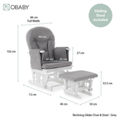 Nursing Glider Chair & Footstool Set – Grey | 7-Position Reclining Glider Chair for Nursery