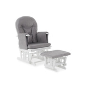 Nursing Glider Chair & Footstool Set – Grey | 7-Position Reclining Glider Chair for Nursery