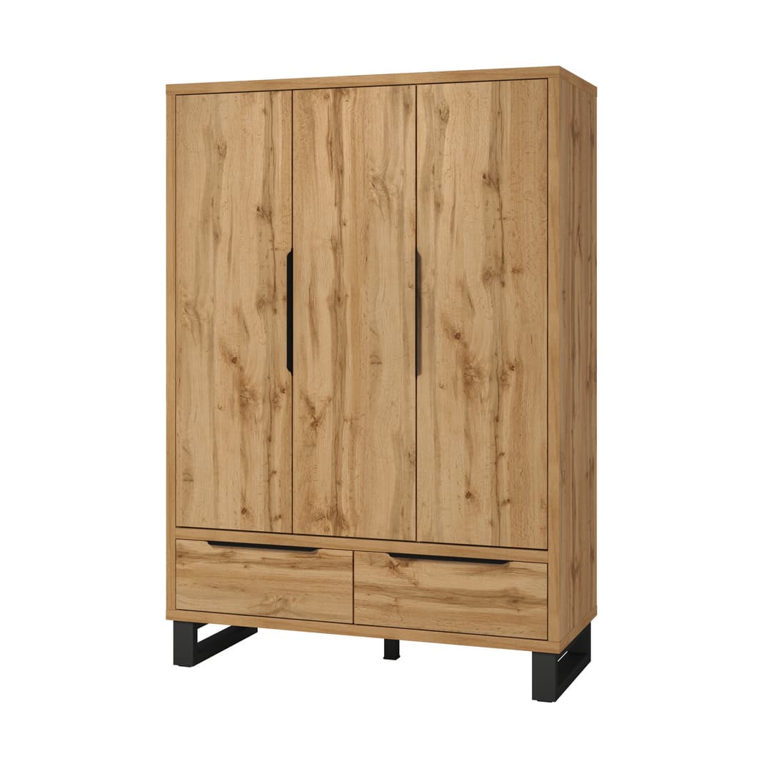 Halle Hinged Door Wardrobe 145cm - Oak Wotan
