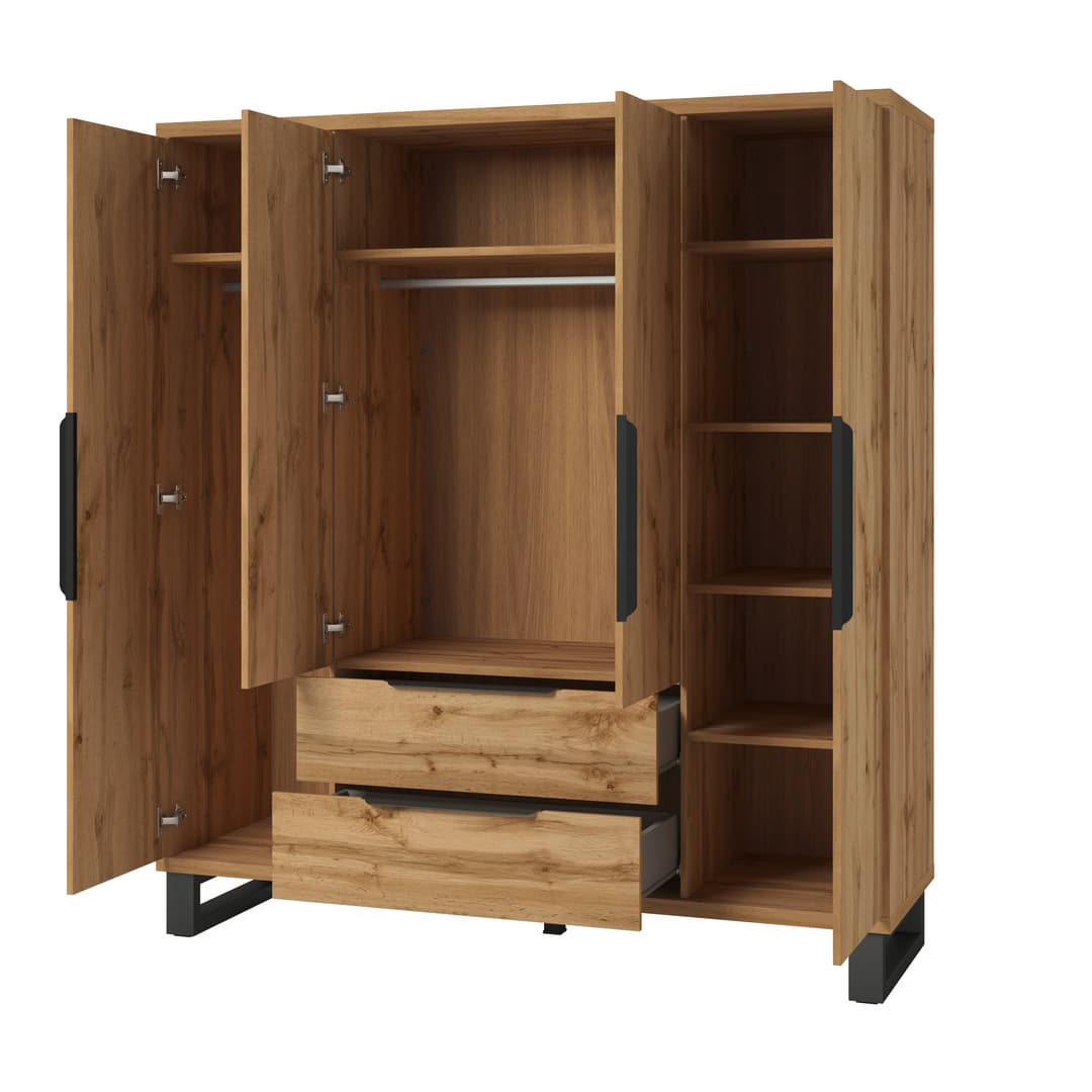 Halle Hinged Door Wardrobe 191cm - Oak Wotan