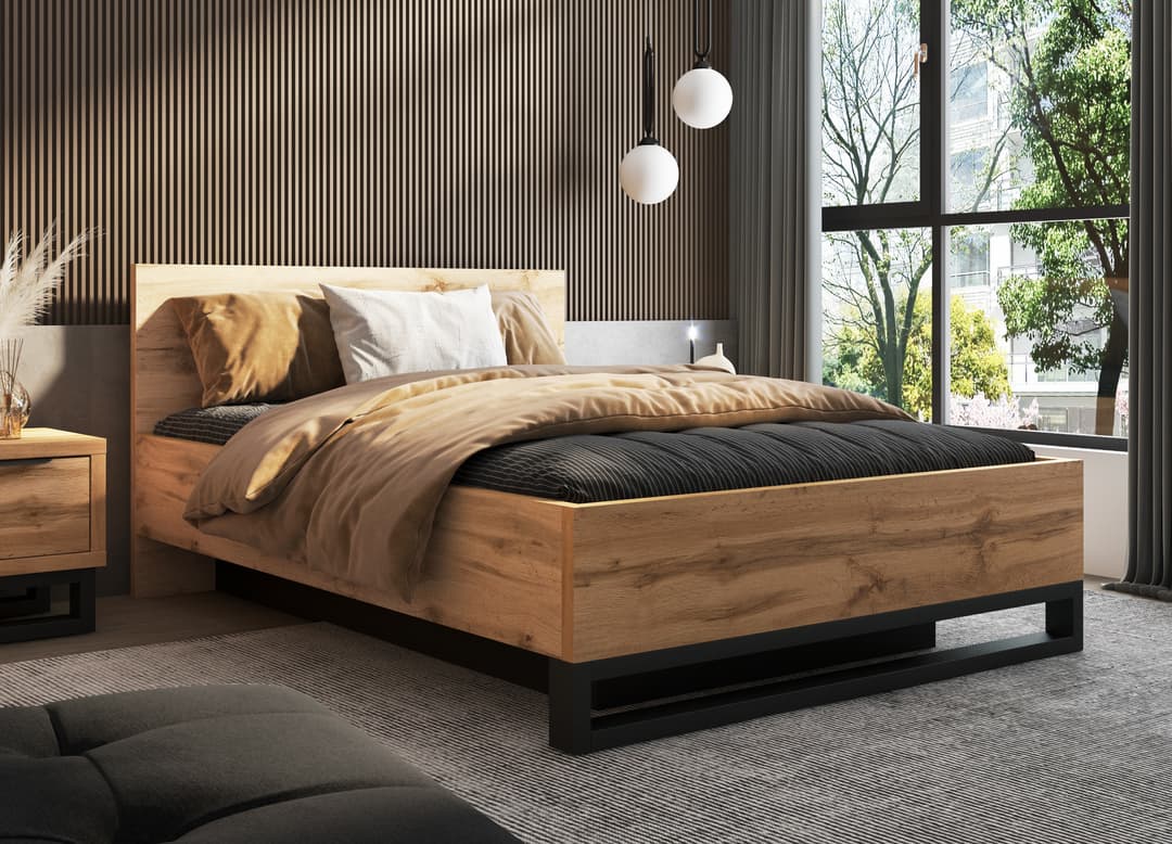 Halle Ottoman Bed [EU Double] - Oak Wotan / 140 x 200cm