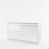 Single (90cm) Horizontal Wall Bed with Cabinet White Gloss