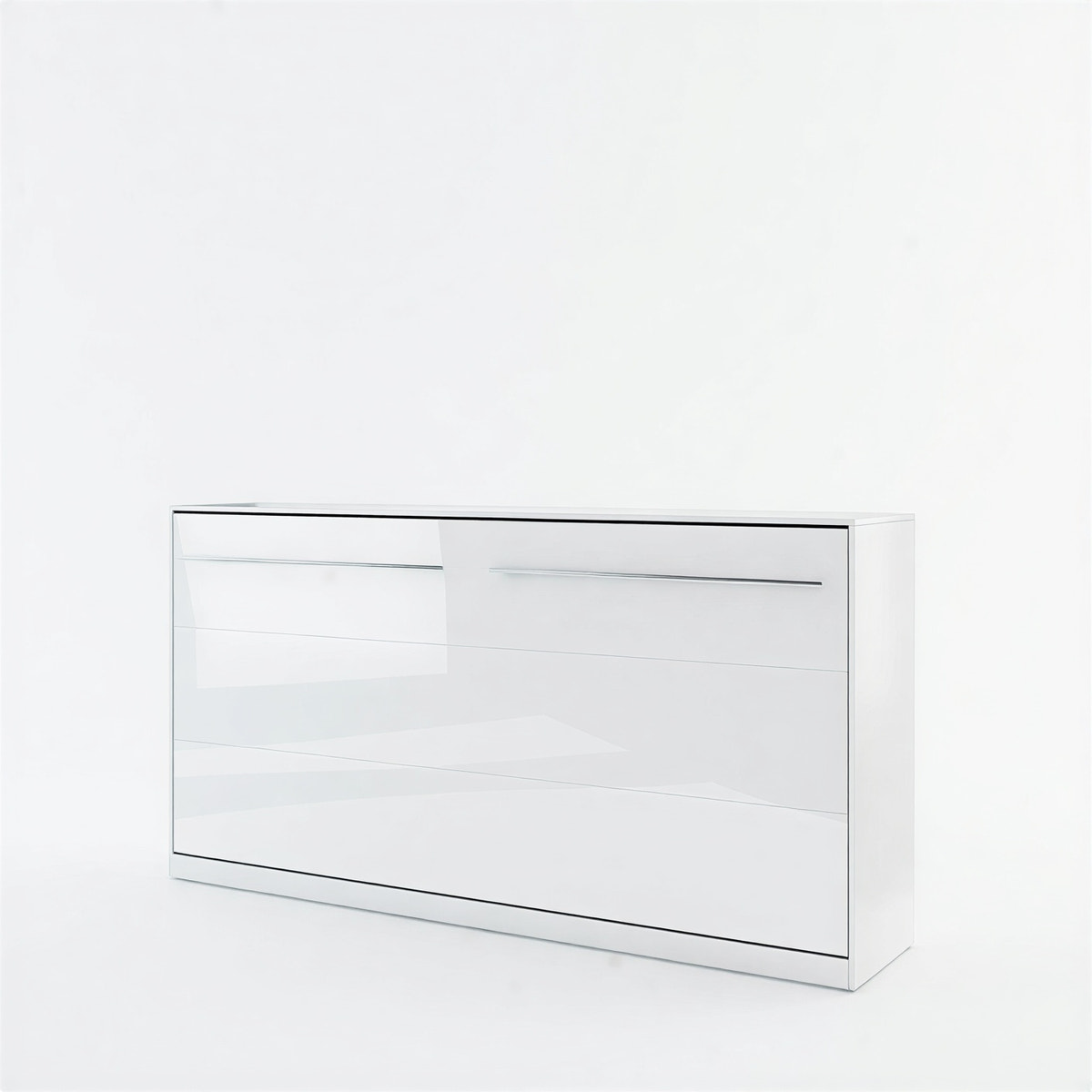 Single (90cm) Horizontal Wall Bed with Cabinet White Gloss