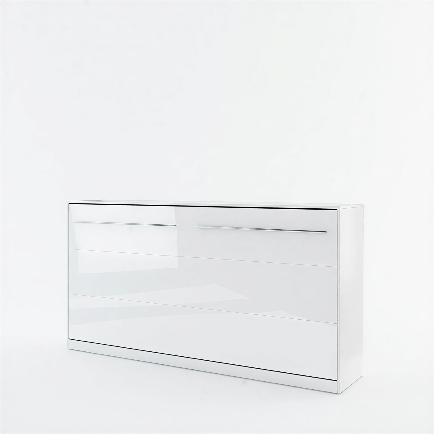 Single (90cm) Horizontal Wall Bed with Cabinet White Gloss