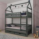 Single (3ft) Solid Pine Bunk Bed with Trundle & Storage Graphite Foam Mattresses