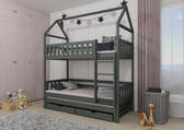 Solid Pine Bunk Bed with Trundle & Storage – Single 3ft 90x190cm | Triple Sleeper Kids Bed Graphite Foam Mattresses
