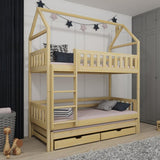 Single (3ft) Solid Pine Bunk Bed with Trundle & Storage Pine