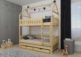Solid Pine Bunk Bed with Trundle & Storage – Single 3ft 90x190cm | Triple Sleeper Kids Bed Pine Foam Mattresses