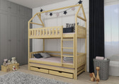 Single (3ft) Solid Pine Bunk Bed with Trundle & Storage Pine Foam Mattresses