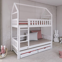 Single (3ft) Solid Pine Bunk Bed with Trundle & Storage