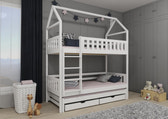 Single (3ft) Solid Pine Bunk Bed with Trundle & Storage White