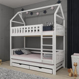 Single (3ft) Solid Pine Bunk Bed with Trundle & Storage White Foam Mattresses