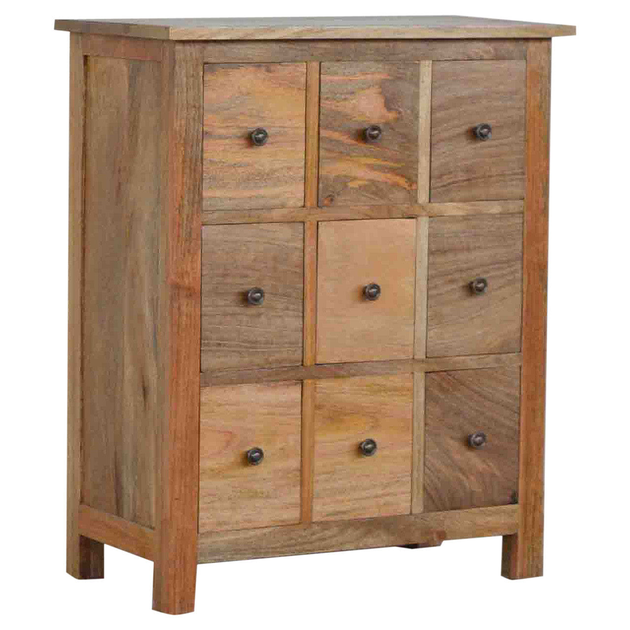 9-Drawer Mini Chest of Drawers | Oak Solid Mango Wood