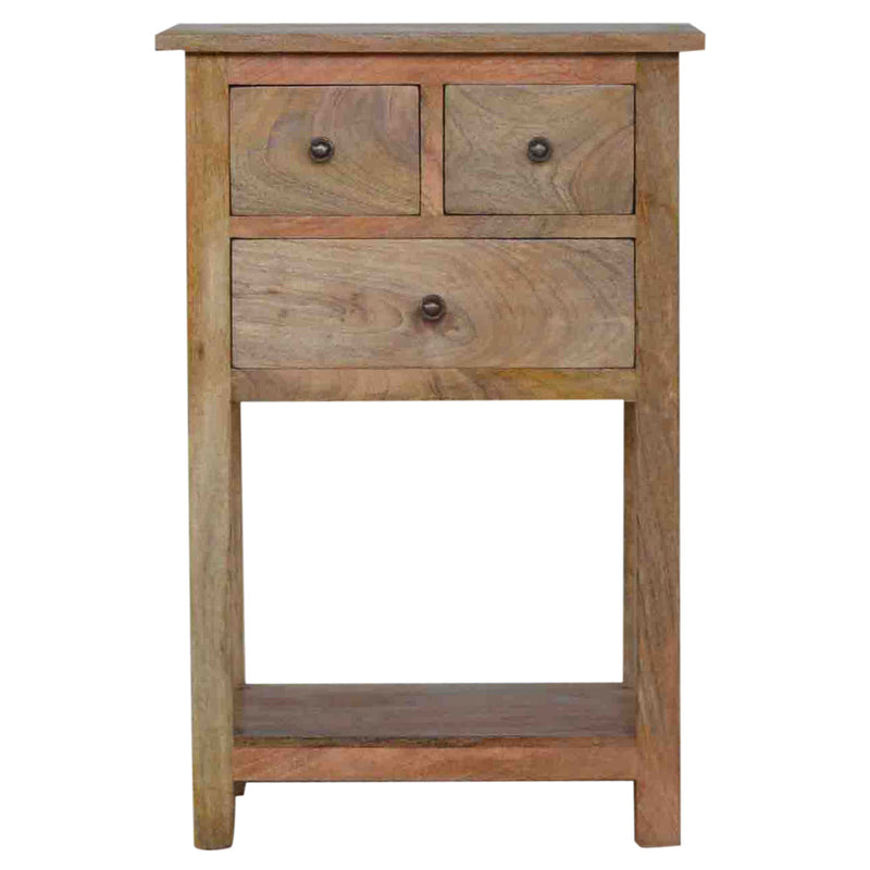 Country Style Telephone Table Accent Piece | Oak-Ish Solid Mango Wood