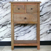 Country Style Telephone Table Accent Piece | Oak-Ish Solid Mango Wood