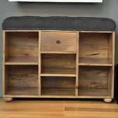 Black Tweed 1-Drawer Bench