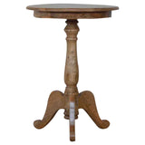 Solid Wood Round Tea Table Accent Piece | Oak-Ish Solid Mango Wood Default Title