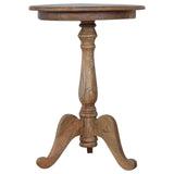 Solid Wood Round Tea Table Accent Piece | Oak-Ish Solid Mango Wood