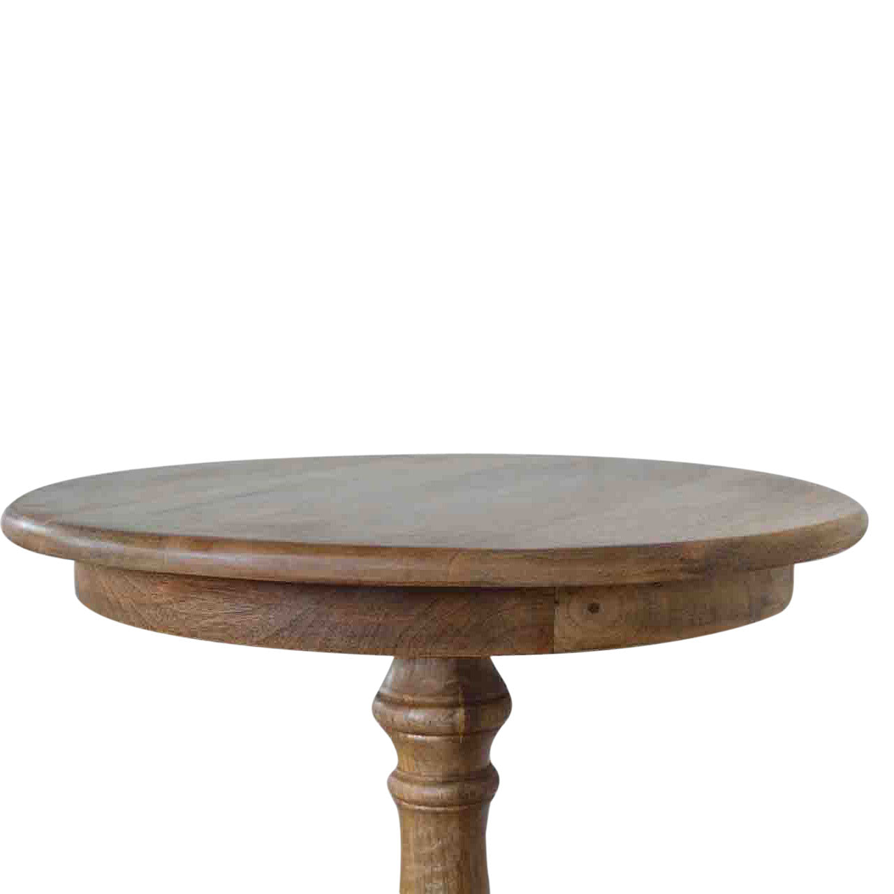 Solid Wood Round Tea Table Accent Piece | Oak-Ish Solid Mango Wood