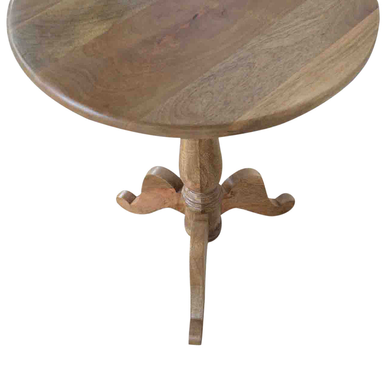 Solid Wood Round Tea Table Accent Piece | Oak-Ish Solid Mango Wood