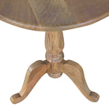 Solid Wood Round Tea Table Accent Piece | Oak-Ish Solid Mango Wood