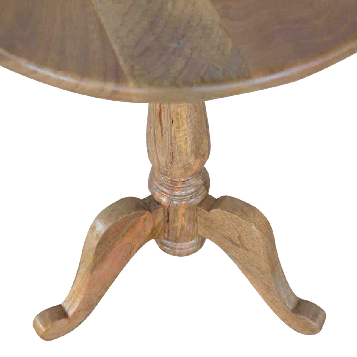 Solid Wood Round Tea Table Accent Piece | Oak-Ish Solid Mango Wood