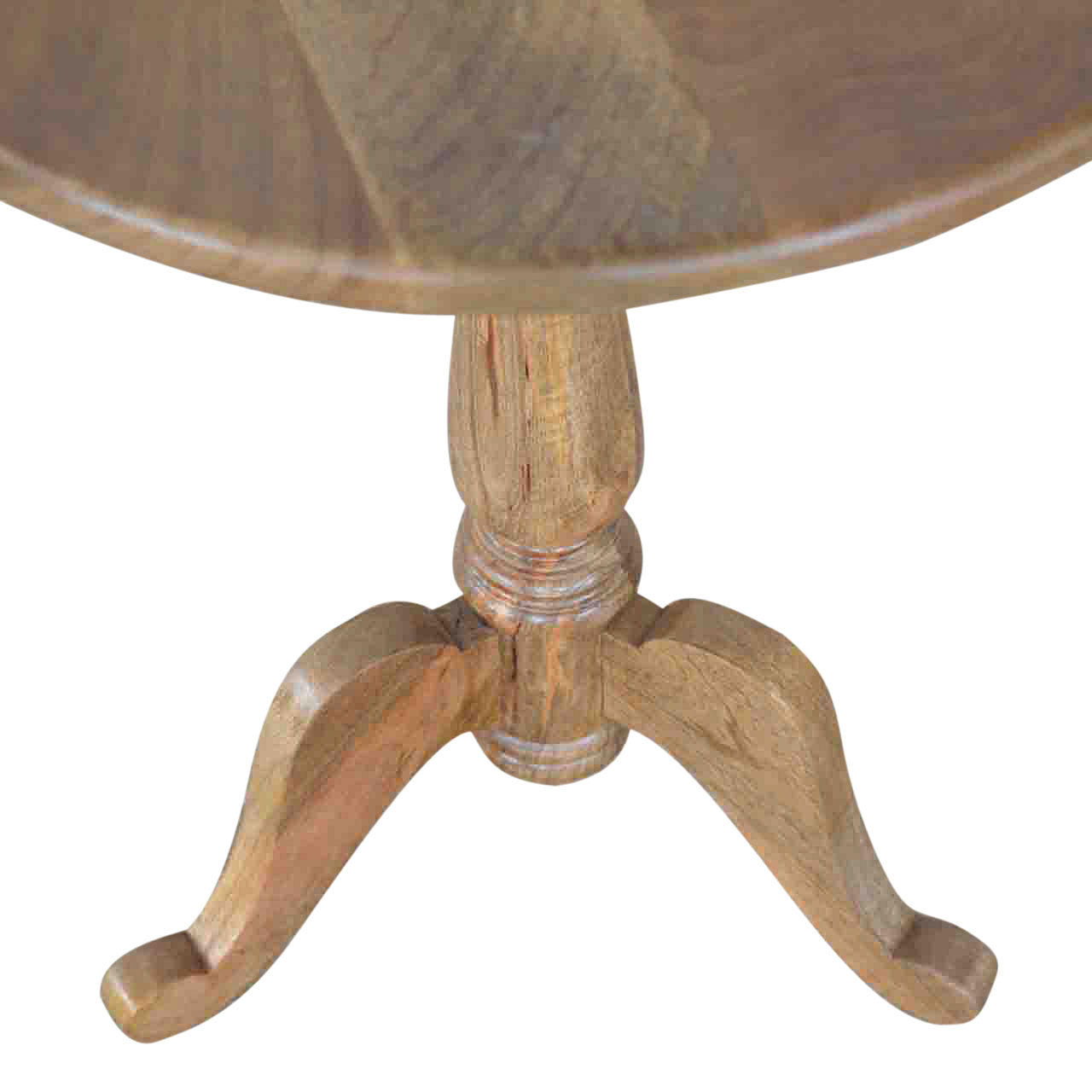 Solid Wood Round Tea Table Accent Piece | Oak-Ish Solid Mango Wood