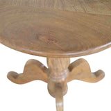 Solid Wood Round Tea Table Accent Piece | Oak-Ish Solid Mango Wood