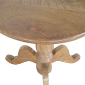 Solid Wood Round Tea Table Accent Piece | Oak-Ish Solid Mango Wood