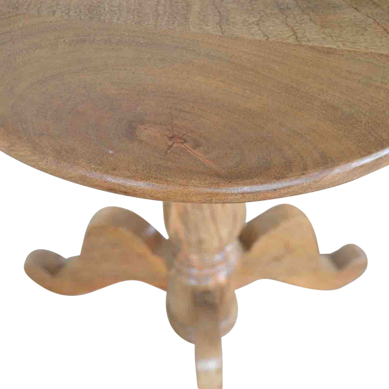 Solid Wood Round Tea Table Accent Piece | Oak-Ish Solid Mango Wood