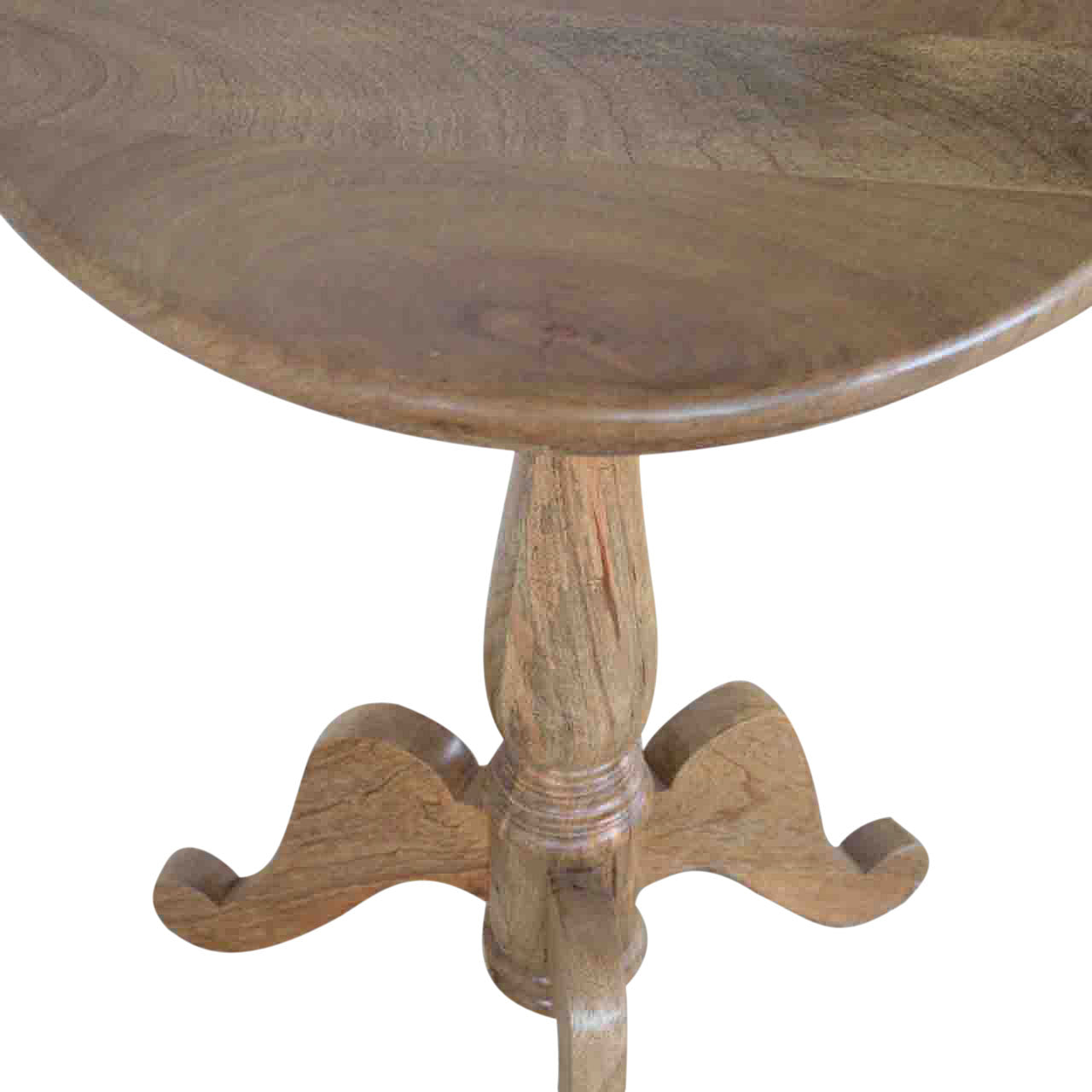 Solid Wood Round Tea Table Accent Piece | Oak-Ish Solid Mango Wood